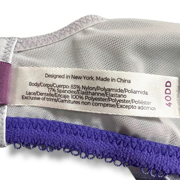 Adore Me Womens Balconette Bra Embroidered Floral Print Blue Lightly Lined 38DD - Picture 9 of 10